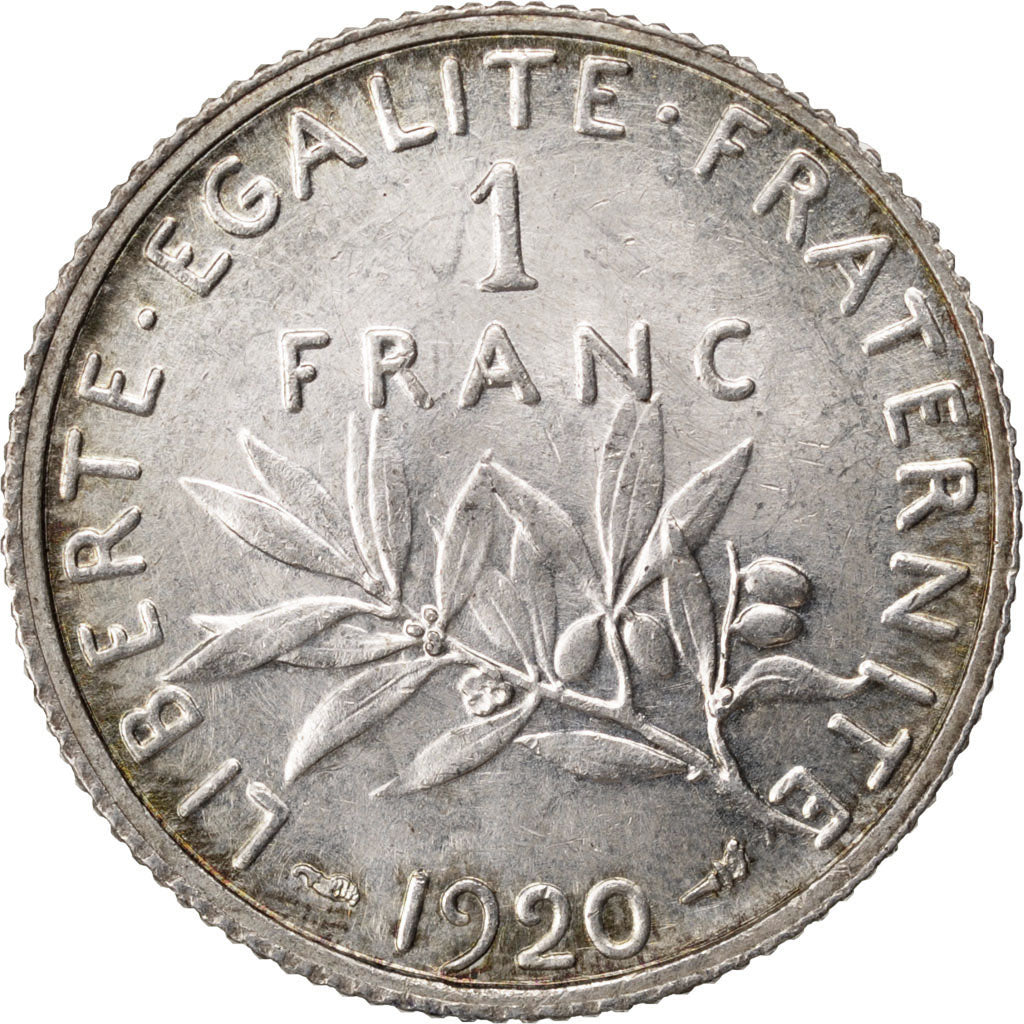 Coin, France, Semeuse, Franc, 1920, MS(60-62), Silver, Gadoury:467