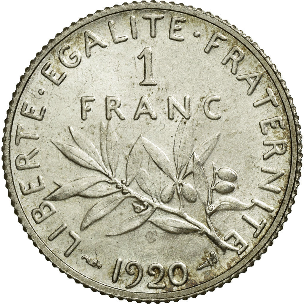 Coin, France, Semeuse, Franc, 1920, MS(60-62), Silver, Gadoury:467