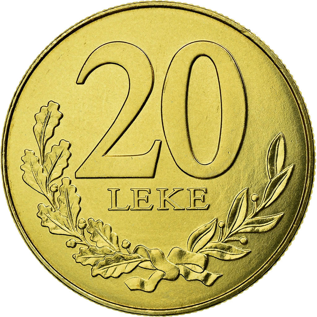 Coin, Albania, 20 Leke, 2000, Rome, MS(63), Aluminum-Bronze, KM:78