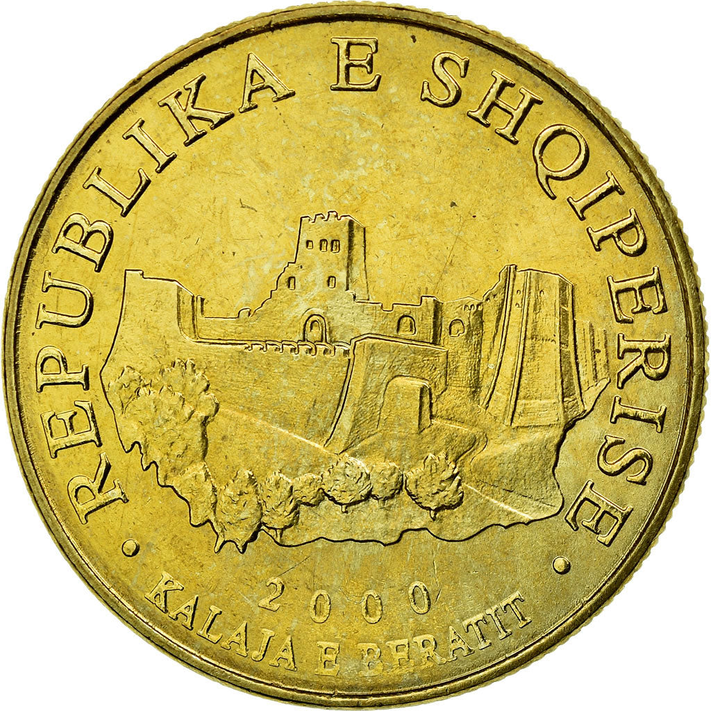 Coin, Albania, 10 Lekë, 2000, Rome, AU(55-58), Aluminum-Bronze, KM:77
