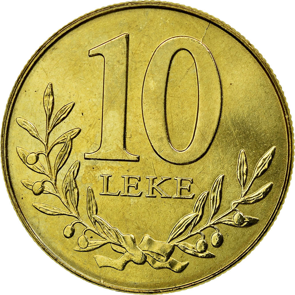 Coin, Albania, 10 Lekë, 2000, Rome, AU(55-58), Aluminum-Bronze, KM:77