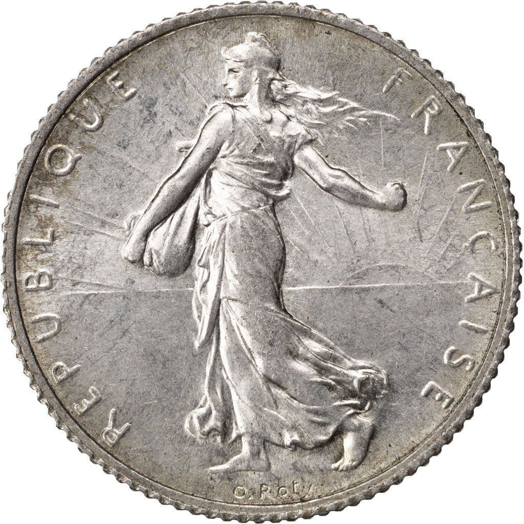 FRANCE, Semeuse, Franc, 1920, Paris, KM #844.1, AU(55-58), Silver, 23, Gadoury..