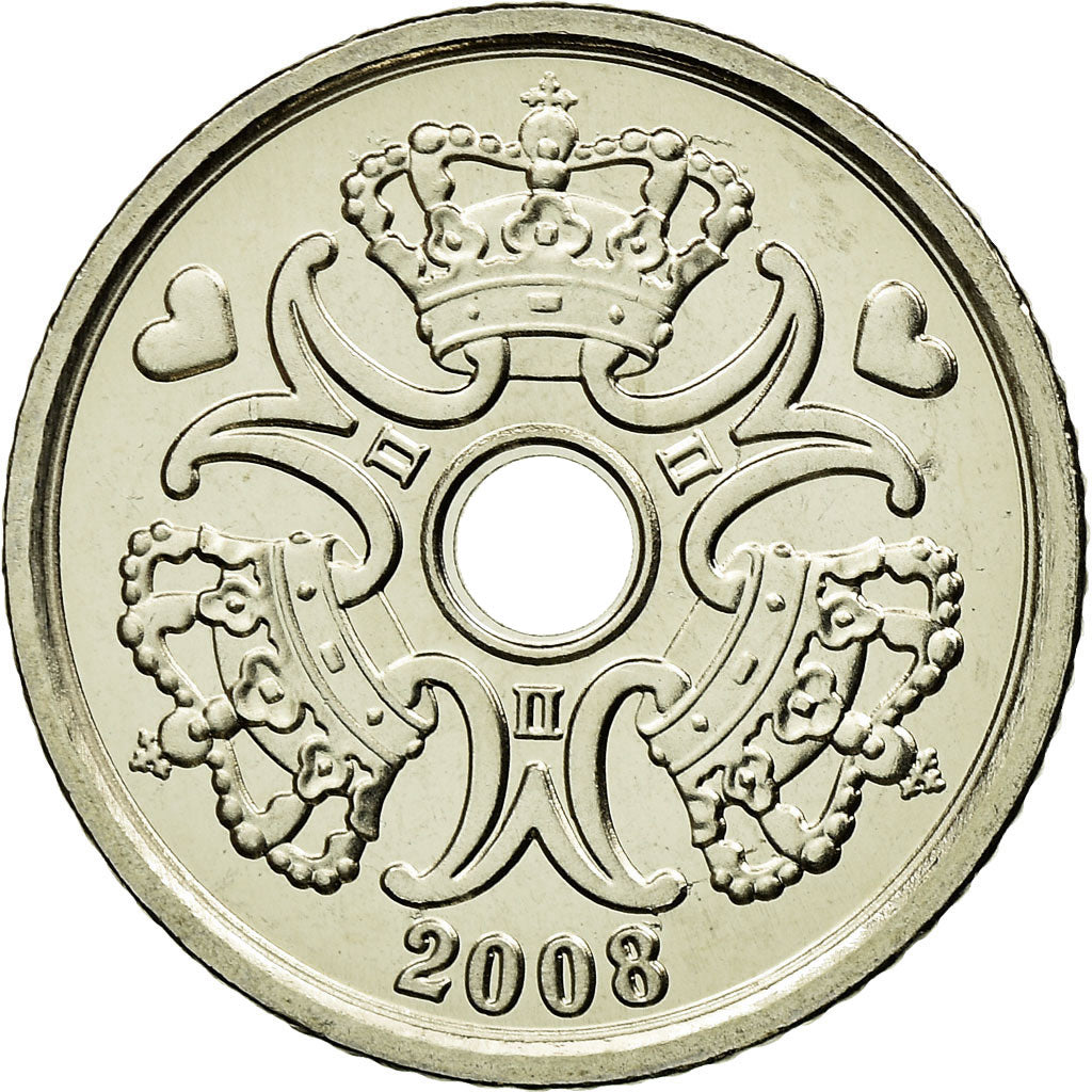 Coin, Denmark, Margrethe II, Krone, 2008, Brondby, MS(63), Copper-nickel