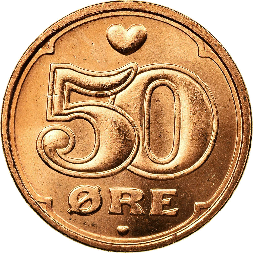 Coin, Denmark, Margrethe II, 50 Öre, 2008, Brondby, MS(63), Bronze, KM:866.3