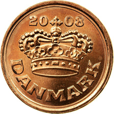 Coin, Denmark, Margrethe II, 25 Öre, 2008, Brondby, MS(63), Bronze, KM:868.2