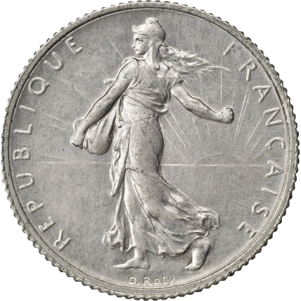 FRANCE, Semeuse, Franc, 1920, Paris, KM #844.1, AU(55-58), Silver, 23, Gadoury..