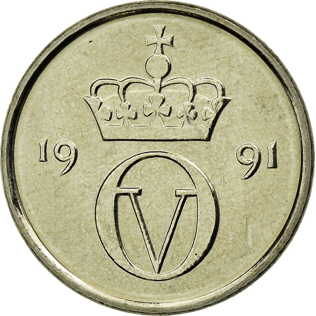 Münze, Norwegen, Olav V, 10 Öre, 1991, UNZ, Copper-nickel, KM:416