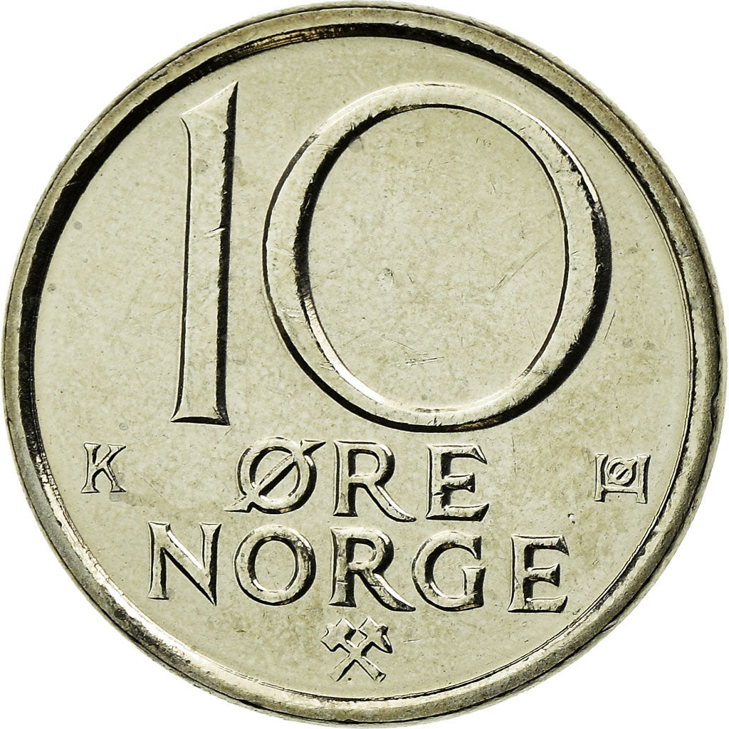 Münze, Norwegen, Olav V, 10 Öre, 1991, UNZ, Copper-nickel, KM:416