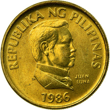 Coin, Philippines, 25 Sentimos, 1986, MS(63), Brass, KM:241.1