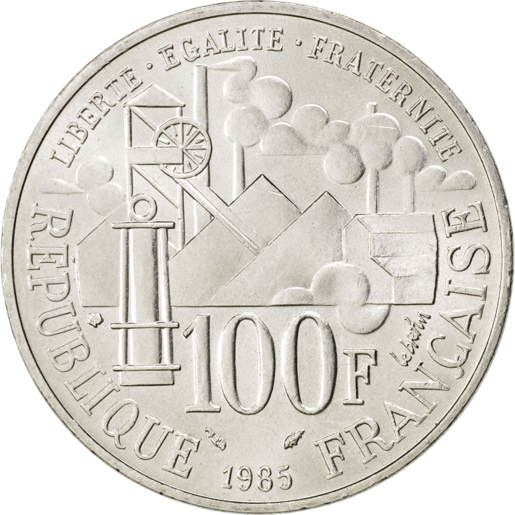 FRANCE, Germinal, 100 Francs, 1985, KM #957, AU(55-58), Silver, Gadoury #900,...