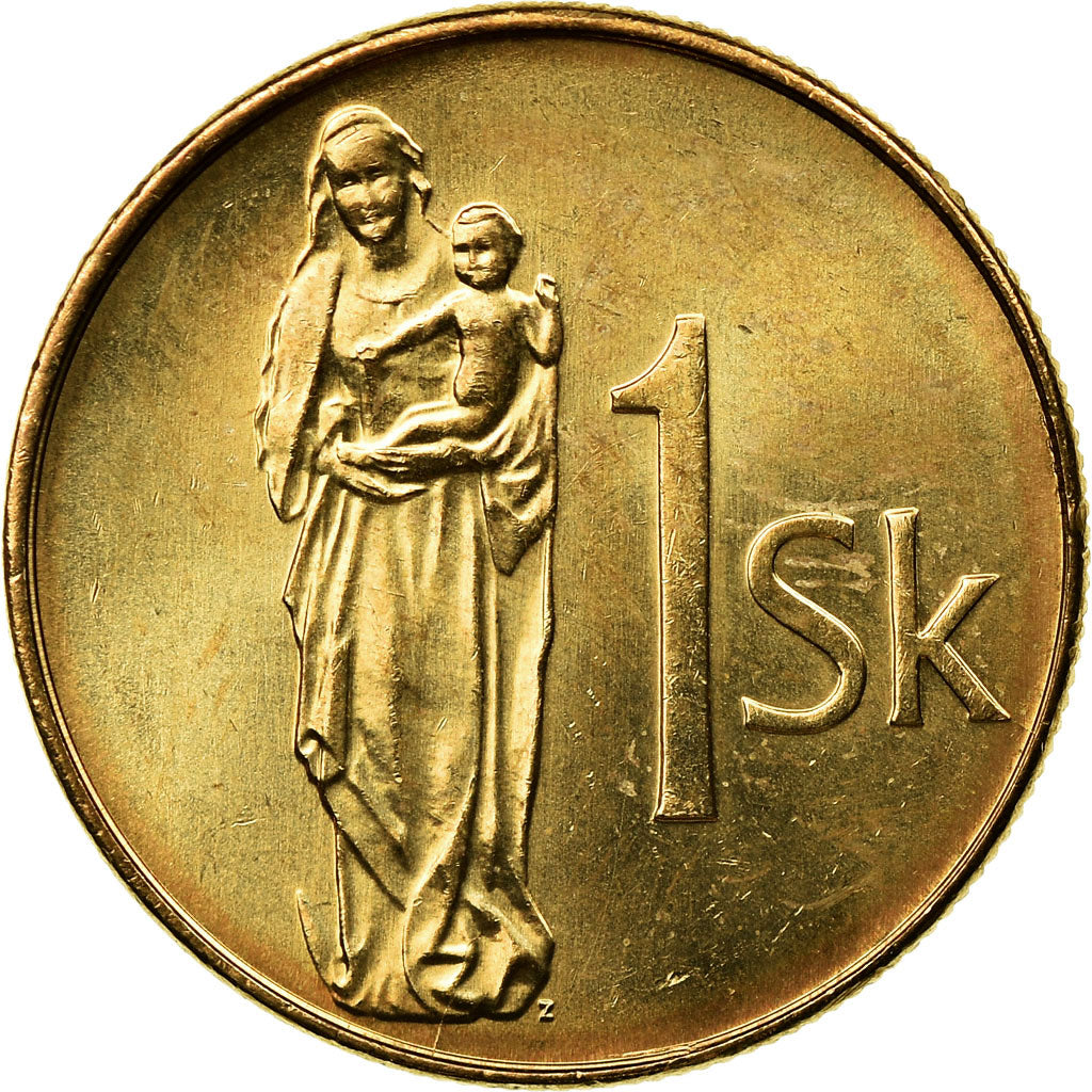 Münze, Slowakei, 15th Century of Madonna and Child, Koruna, 2006, VZ, Bronze