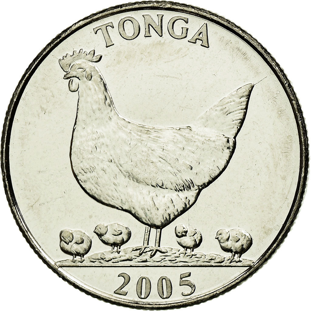 Coin, Tonga, King Taufa'ahau Tupou IV, 5 Seniti, 2005, MS(63), Nickel plated