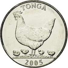 Coin, Tonga, King Taufa'ahau Tupou IV, 5 Seniti, 2005, MS(63), Nickel plated