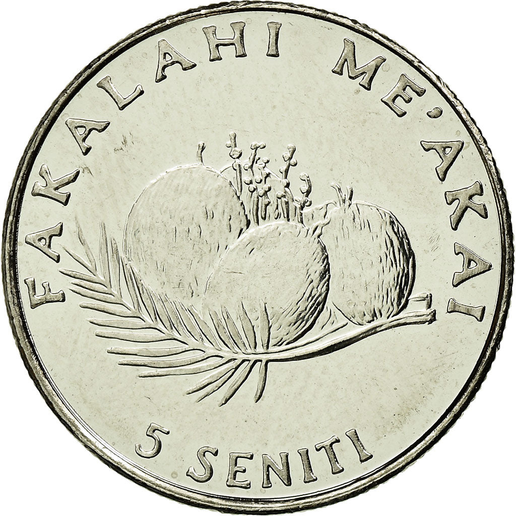 Coin, Tonga, King Taufa'ahau Tupou IV, 5 Seniti, 2005, MS(63), Nickel plated