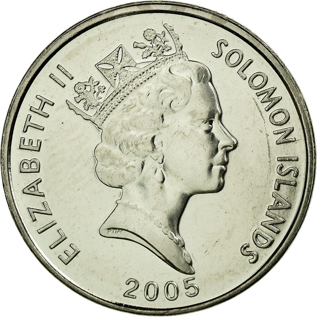 Coin, Solomon Islands, Elizabeth II, 5 Cents, 2005, MS(63), Nickel plated steel