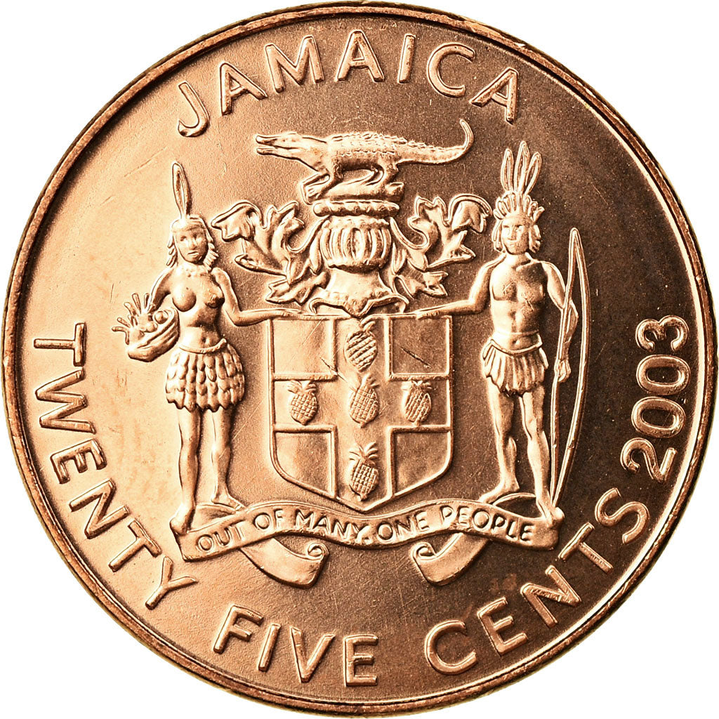 Coin, Jamaica, Elizabeth II, Marcus Garvey 	National Heroes, 25 Cents, 2003