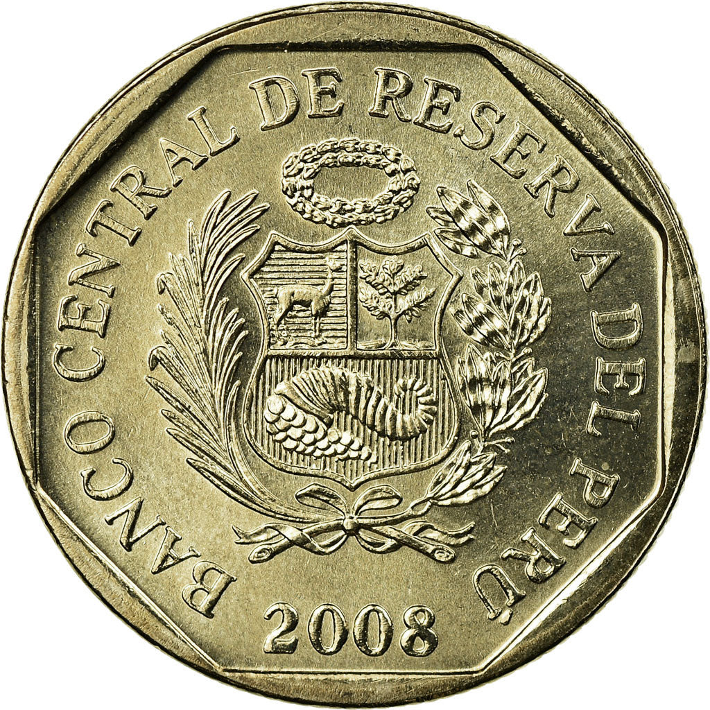 Coin, Peru, 50 Centimos, 2008, Lima, AU(55-58), Copper-Nickel-Zinc, KM:307.4