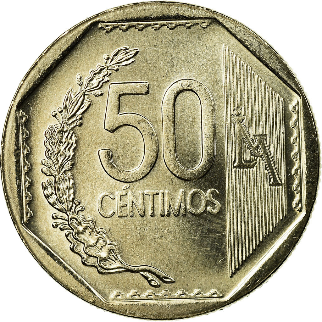 Coin, Peru, 50 Centimos, 2008, Lima, AU(55-58), Copper-Nickel-Zinc, KM:307.4