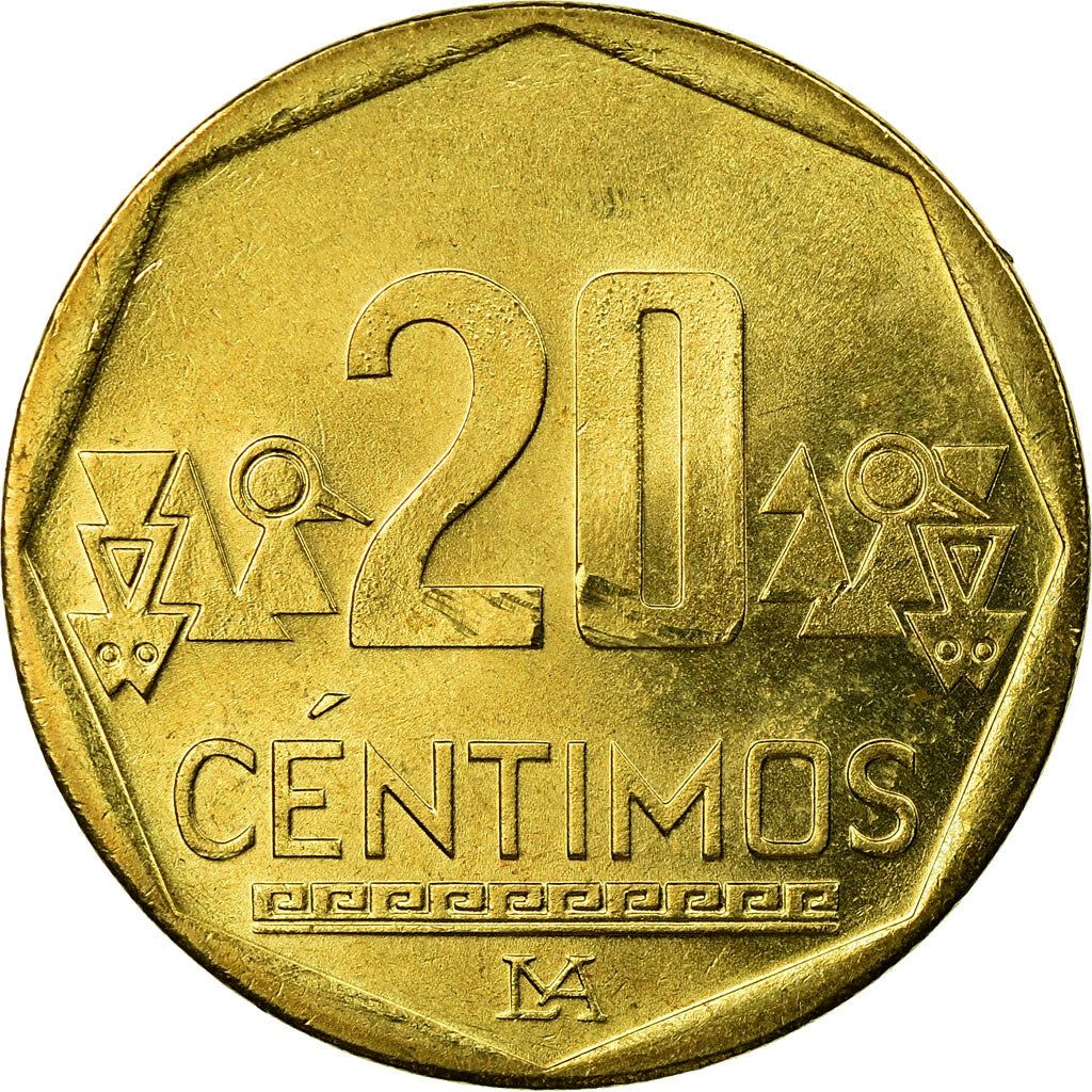 Moneta, Perù, 20 Centimos, 2008, Lima, SPL-, Ottone, KM:306.4
