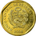 Coin, Peru, 10 Centimos, 2008, Lima, MS(63), Brass, KM:305.4