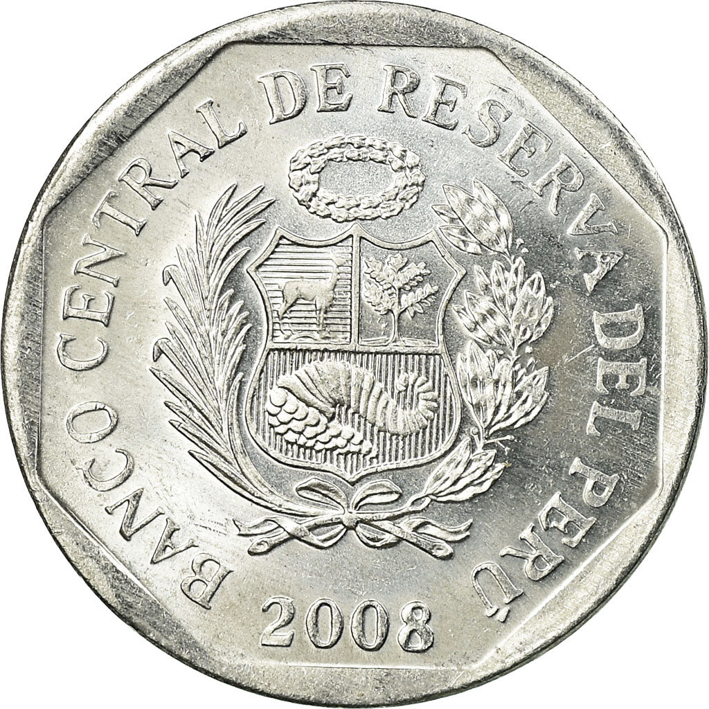 Moneda, Perú, 5 Centimos, 2008, Lima, MBC, Aluminio, KM:304.4a