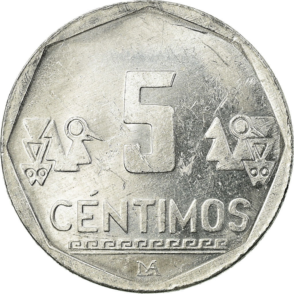 Moneda, Perú, 5 Centimos, 2008, Lima, MBC, Aluminio, KM:304.4a