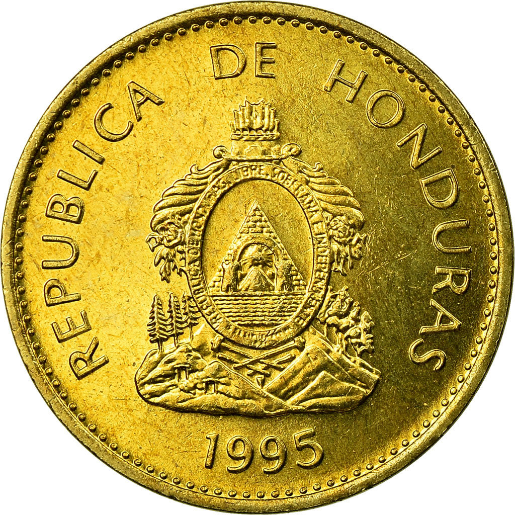 Coin, Honduras, 5 Centavos, 1995, AU(55-58), Brass, KM:72.4