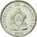 Moneta, Honduras, 20 Centavos, 1991, MS(63), Nickel platerowany stalą, KM:83a.1