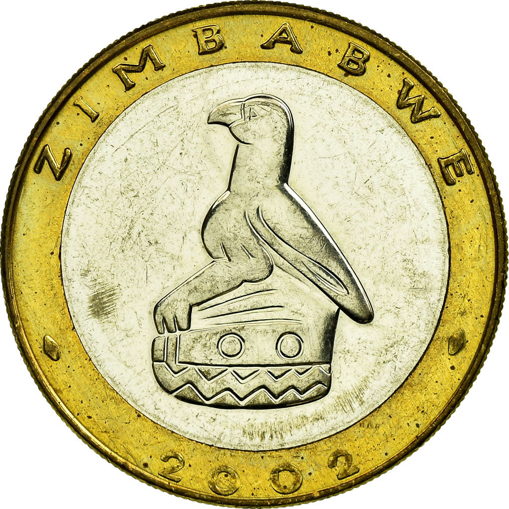 Coin, Zimbabwe, 5 Dollars, 2002, Harare, AU(55-58), Bi-Metallic, KM:13