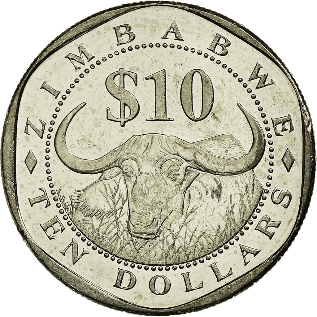 Moneta, Zimbabwe, 10 Dollars, 2003, Harare, BB, Acciaio placcato nichel, KM:14