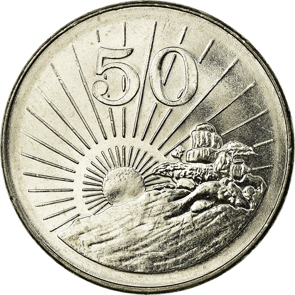 Coin, Zimbabwe, 50 Cents, 2001, Harare, EF(40-45), Nickel plated steel, KM:5a