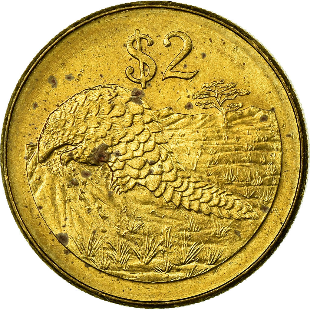 Coin, Zimbabwe, 2 Dollars, 2001, Harare, VF(30-35), Brass plated steel, KM:12a