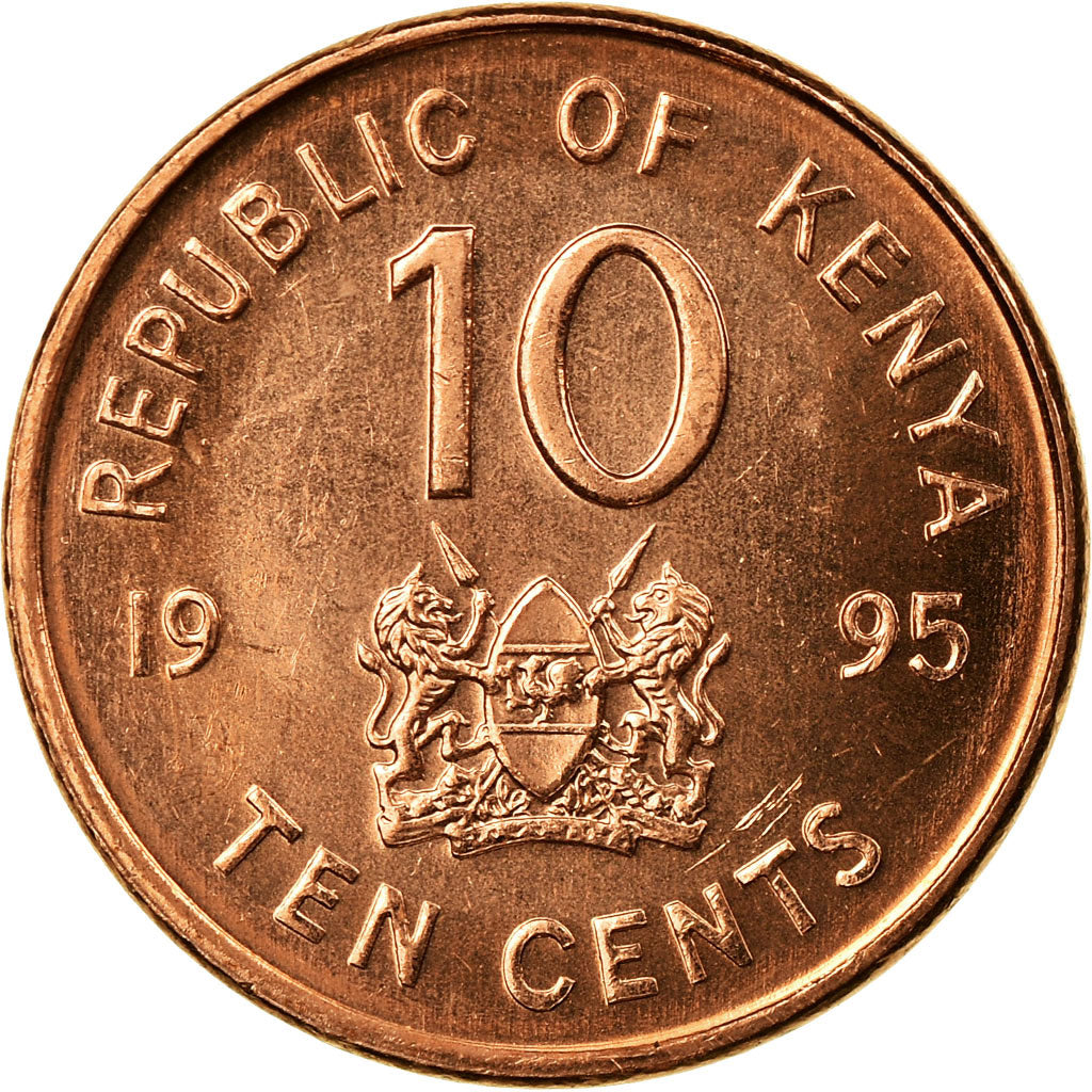 Coin, Kenya, 10 Cents, 1995, AU(55-58), Brass plated steel, KM:31