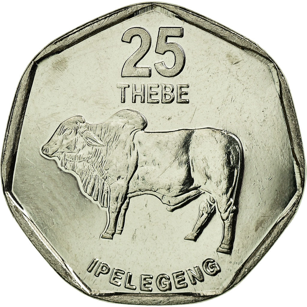 Coin, Botswana, 25 Thebe, 1999, British Royal Mint, AU(55-58), Nickel plated