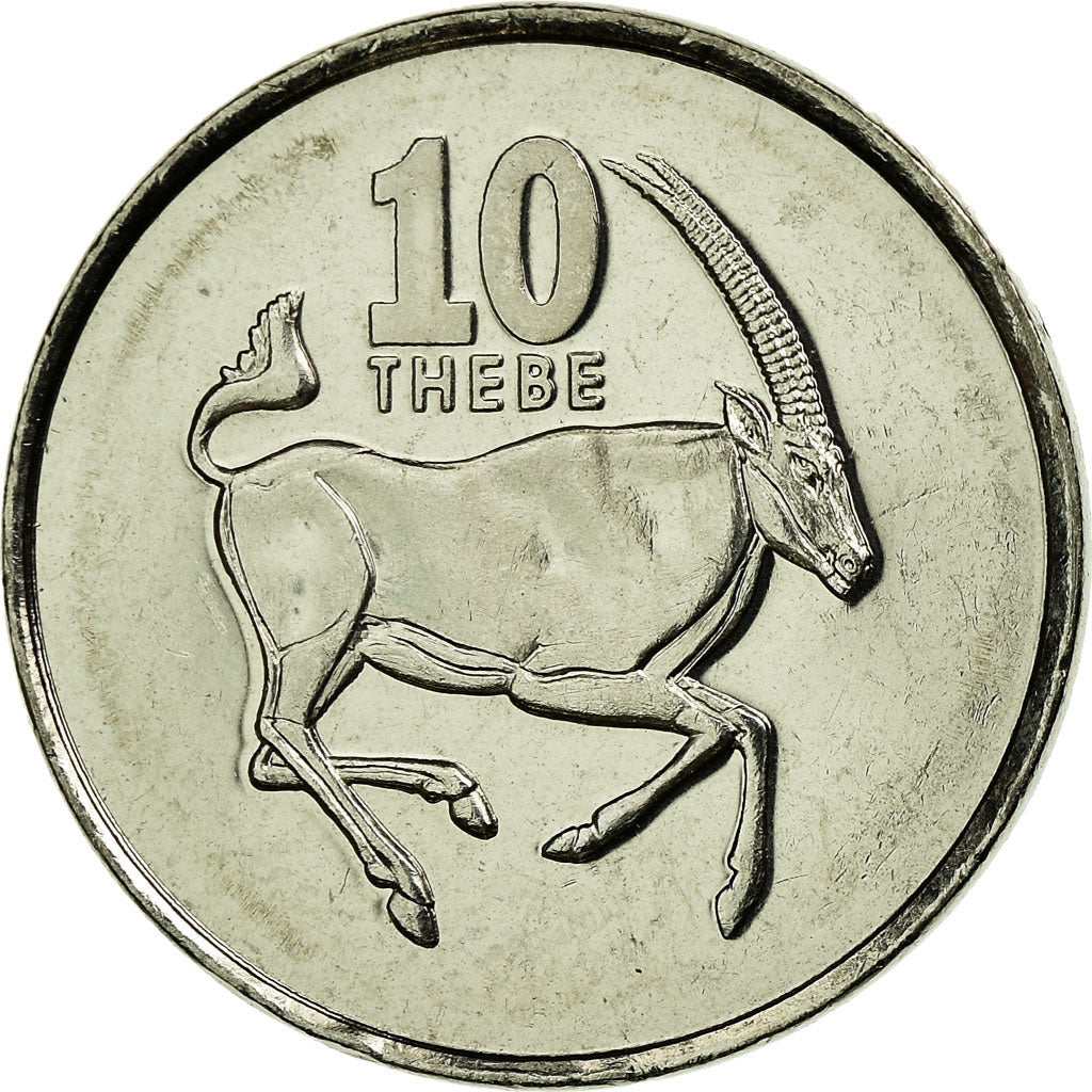 Coin, Botswana, 10 Thebe, 1998, British Royal Mint, AU(55-58), Nickel plated