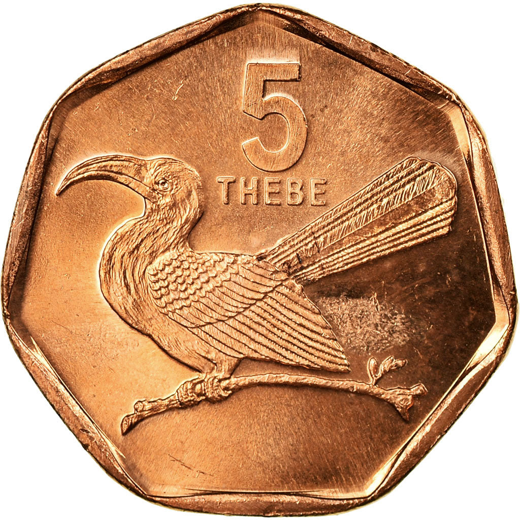 Coin, Botswana, 5 Thebe, 1998, British Royal Mint, AU(55-58), Copper Plated