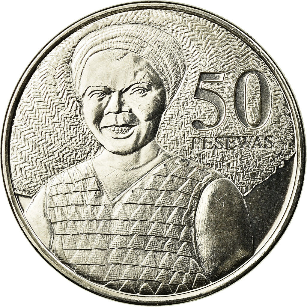 Coin, Ghana, 50 Pesewas, 2007, MS(63), Nickel plated steel, KM:41