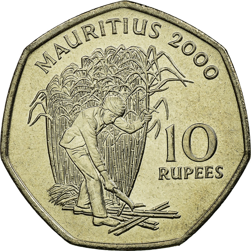 Moeda, Maurícia, 10 Rupees, 2000, AU(55-58), Cobre-níquel, KM:61
