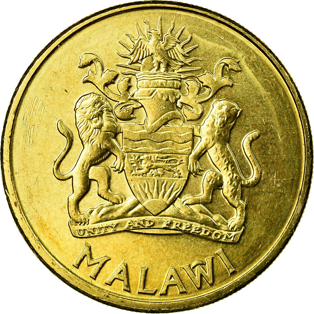 Coin, Malawi, Kwacha, 2004, AU(55-58), Brass plated steel, KM:65