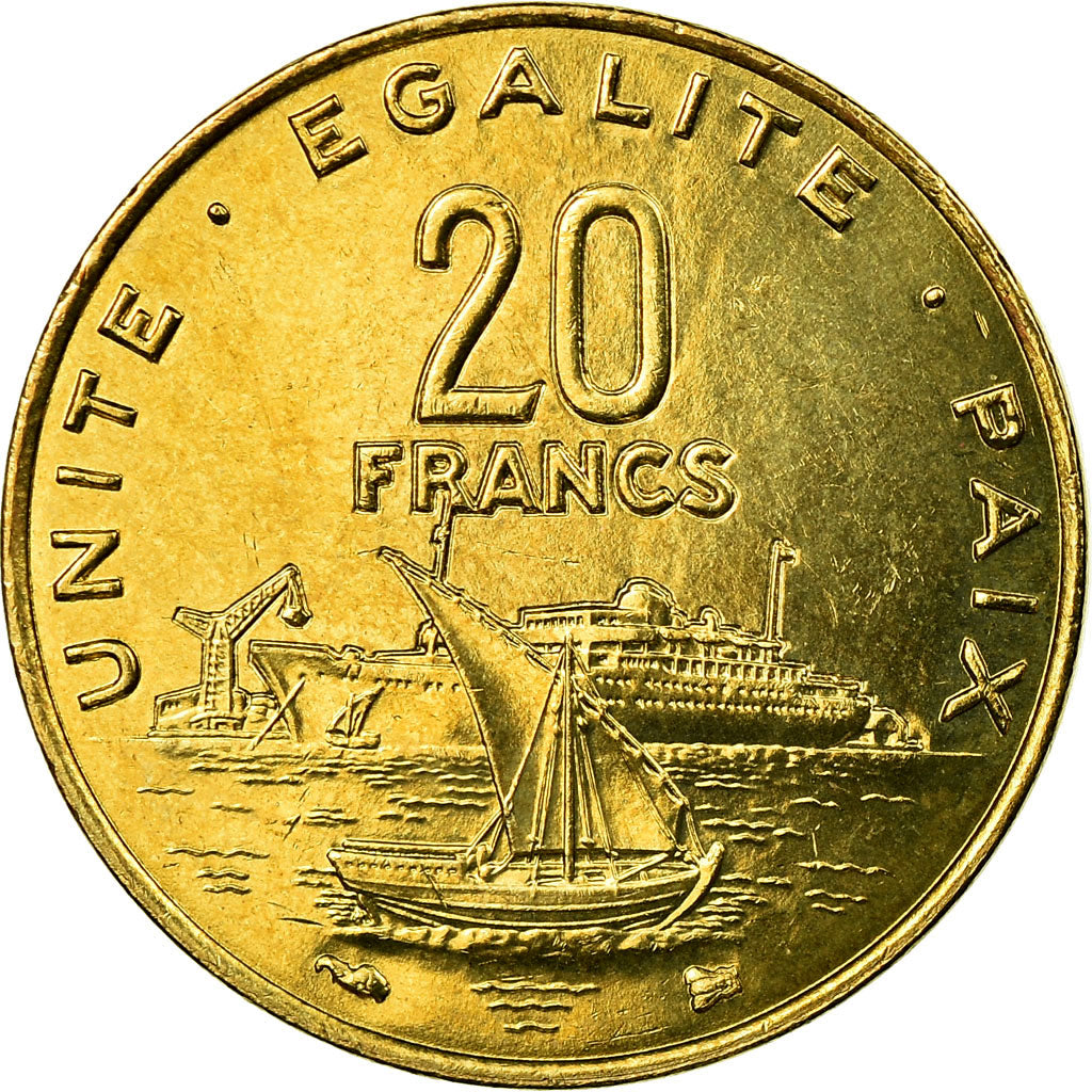 Coin, Djibouti, 20 Francs, 1999, Paris, EF(40-45), Aluminum-Bronze, KM:24
