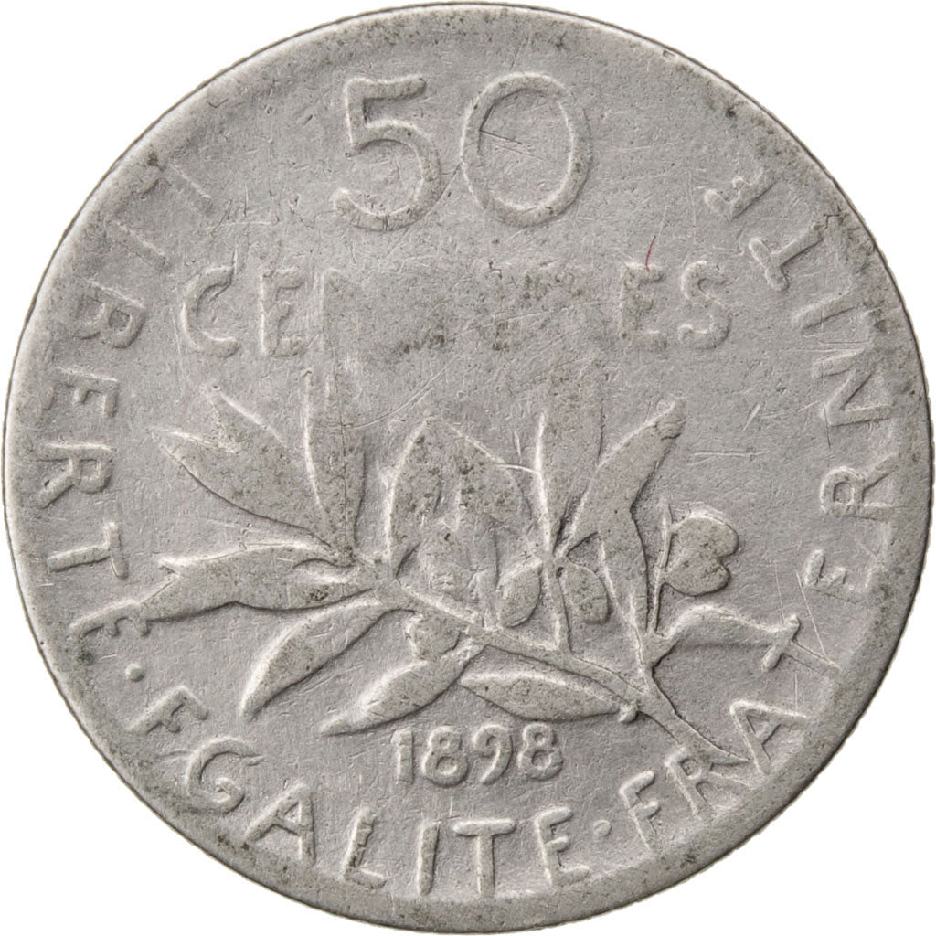 Monnaie, France, Semeuse, 50 Centimes, 1898, TB, Argent, Gadoury:420