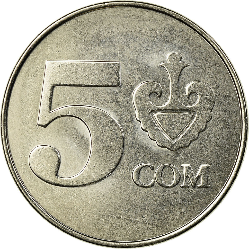 Coin, KYRGYZSTAN, 5 Som, 2008, Paris, EF(40-45), Nickel plated steel, KM:16