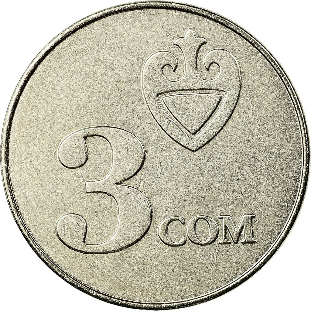 Coin, KYRGYZSTAN, 3 Som, 2008, Paris, EF(40-45), Nickel plated steel, KM:15