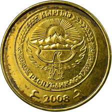 Moneda, KIRGUISTÁN, 10 Tiyin, 2008, Paris, MBC, Latón chapado en acero, KM:12