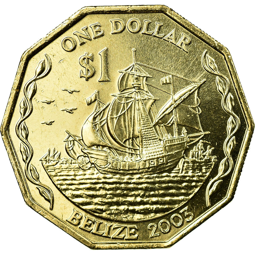 Moneta, Belize, Dollar, 2003, Franklin Mint, BB, Nichel-ottone, KM:99