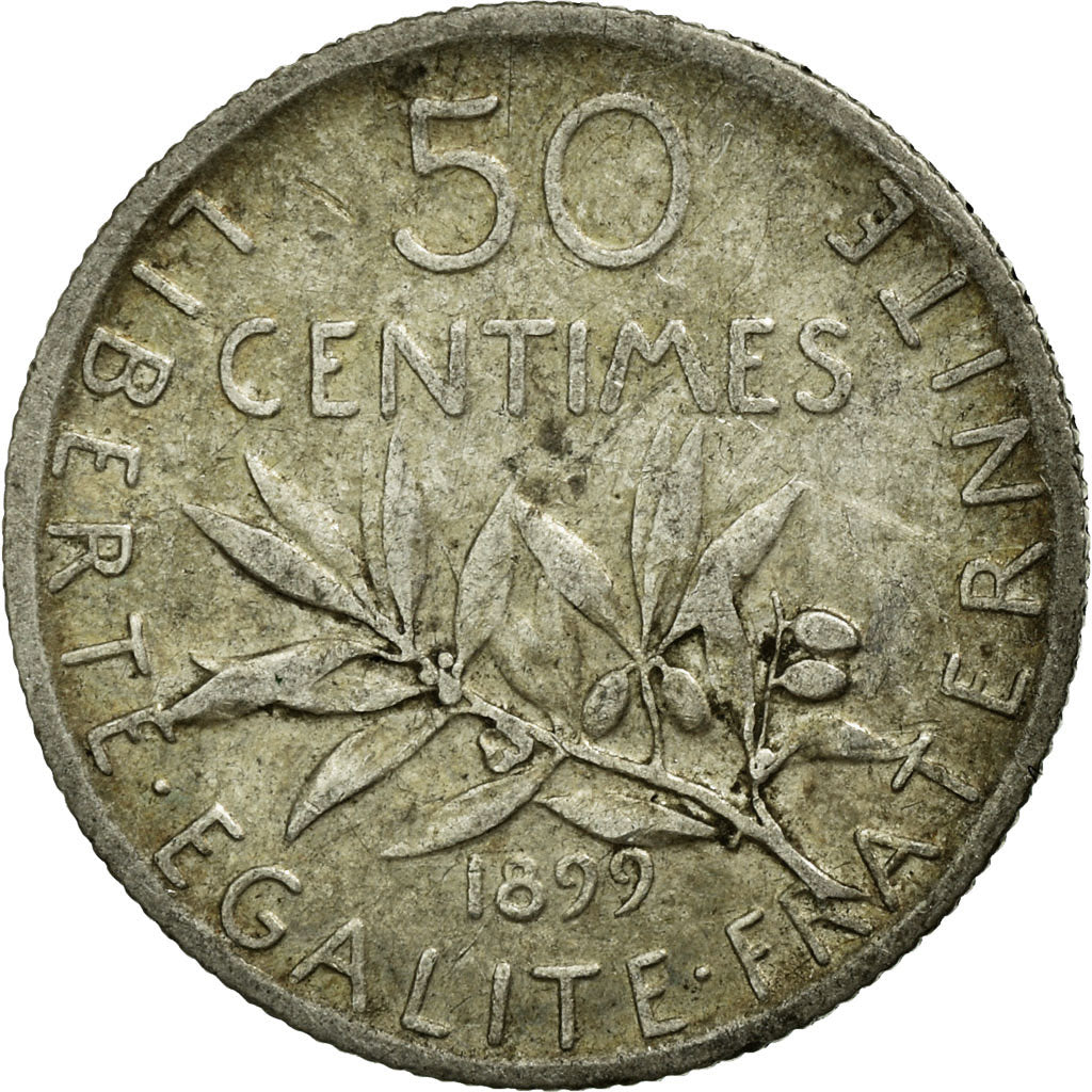 Coin, France, Semeuse, 50 Centimes, 1899, VF(30-35), Silver, Gadoury:420