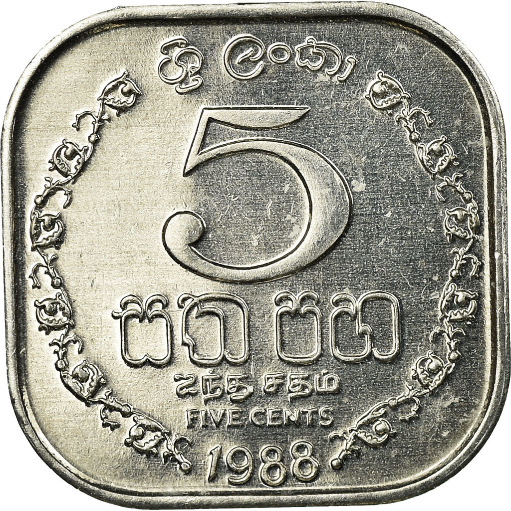 Moeda, Sri Lanka, 5 Cents, 1988, EF(40-45), Alumínio, KM:139a