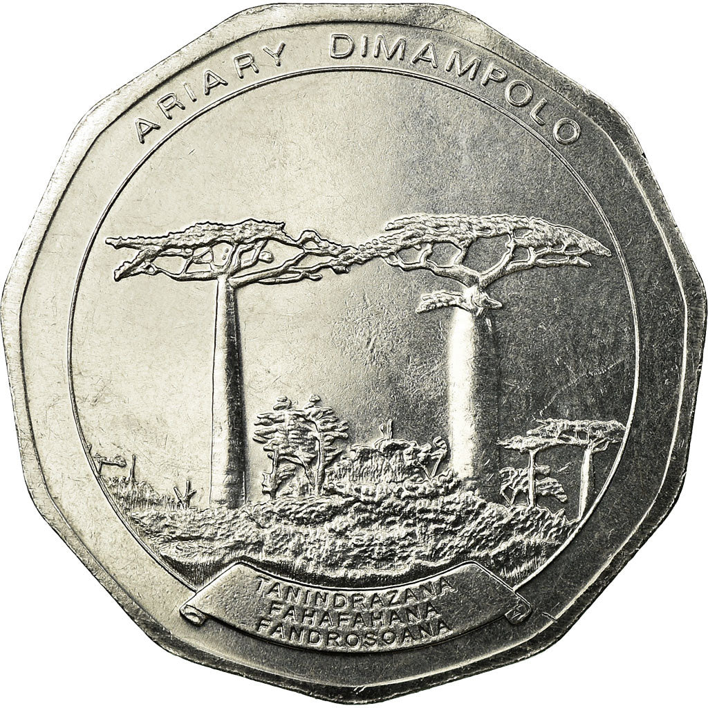 Coin, Madagascar, 50 Ariary, 2005, Royal Canadian Mint, EF(40-45), Stainless