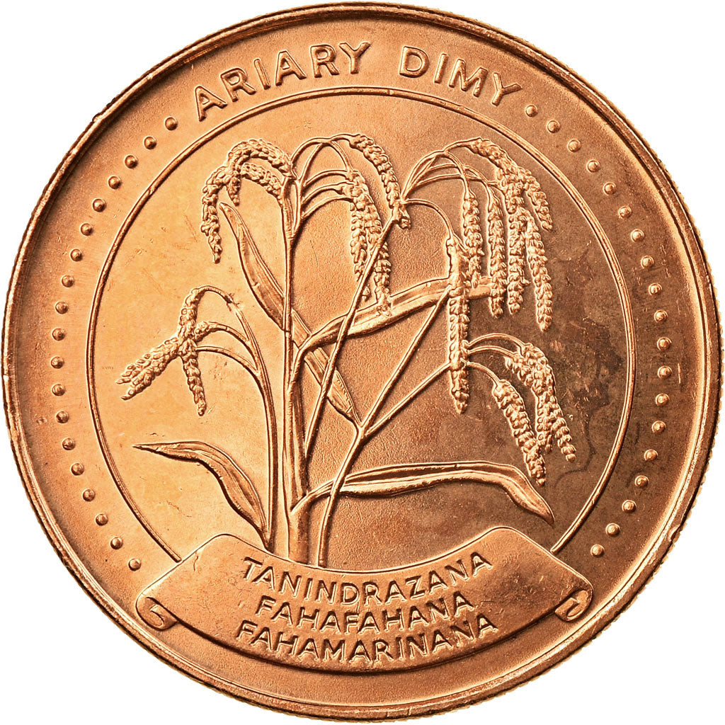 Coin, Madagascar, 5 Ariary, 1996, Paris, EF(40-45), Copper Plated Steel, KM:23
