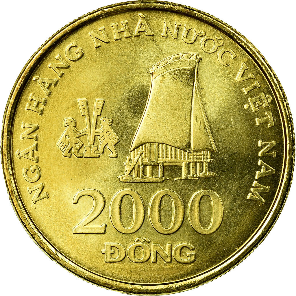 Coin, Vietnam, SOCIALIST REPUBLIC, 2000 Dông, 2003, Vantaa, AU(55-58), Brass